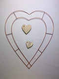 Heart shaped wreath frame, 2 x wooden hearts